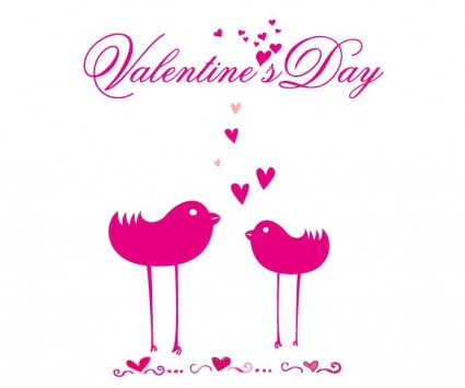 cartão romântico com pássaros apaixonados