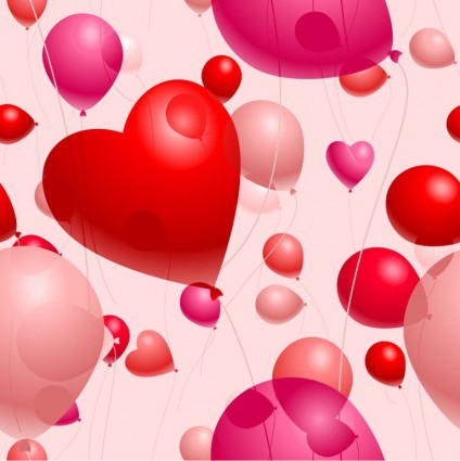 浪漫心形氣球情人節的天向量圖