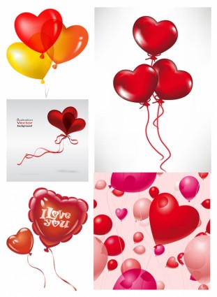 romantyczny heartshaped balony wektor
