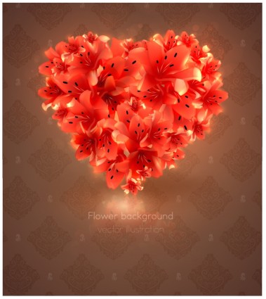 Romantic Heartshaped Flowers Background Vector