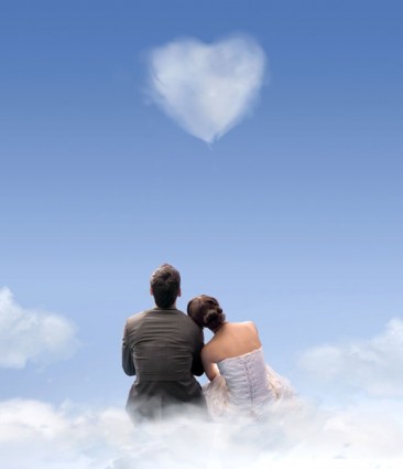 heartshaped romântica nuvens brancas highdefinition imagens