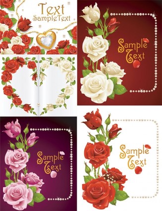 romantische Rosen-Grußkarten-Vektor