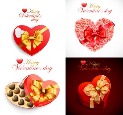 vettore scatola regalo di San Valentino romantico Giorno heartshaped