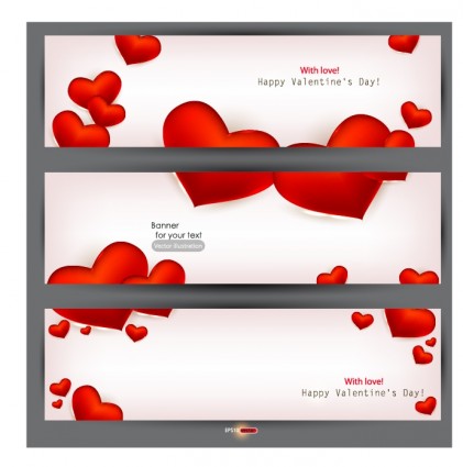 เวกเตอร์แบนเนอร์ valentine39s โรแมนติกวัน heartshaped สีแดง
