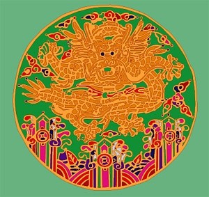 vector de patrón clásico chino del dragón redondo