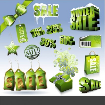 продажи скидки зеленый значок вектор