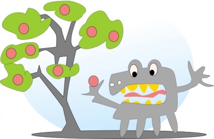 albero Salvor con mele e un mostro clip art