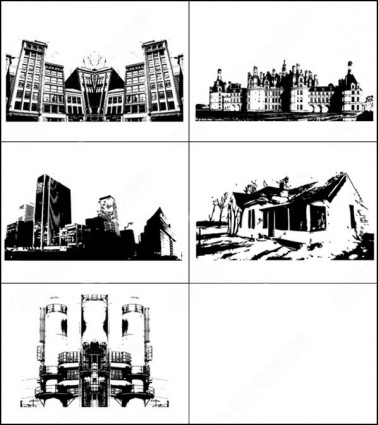 シリーズのベクトルと photoshop のブラシの建物からのサンプル ファイル