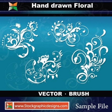 file di esempio dalla mano disegnata floreali vettoriali e photoshop pennello