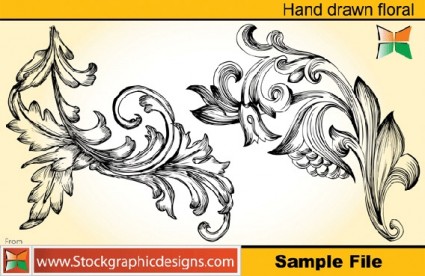 ejemplo de archivo de sistema mano dibujado vector floral y pincel de photoshop