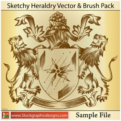 大ざっぱな紋章のベクトルと photoshop のブラシ サンプル ファイル