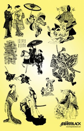 ilustrações de gueixas samurais
