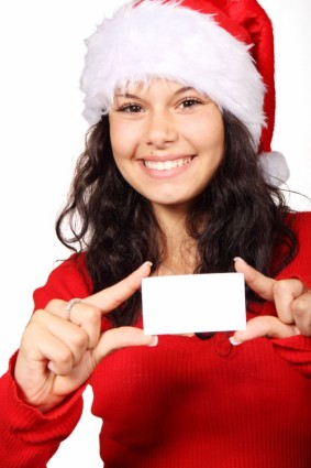 Santa y tarjeta en blanco