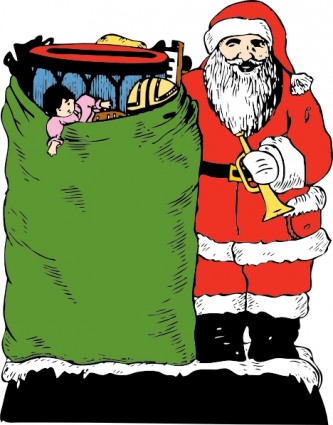 Santa und seine Tasche clip art