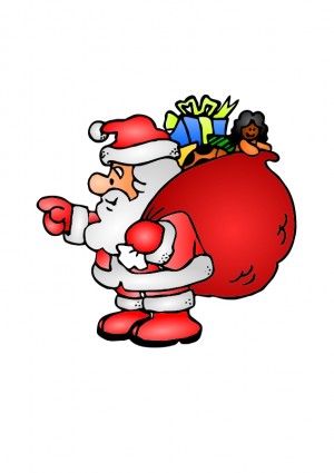 Santa Claus mit seinem Koffer