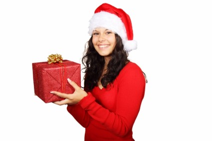 산타 여자와 크리스마스 선물