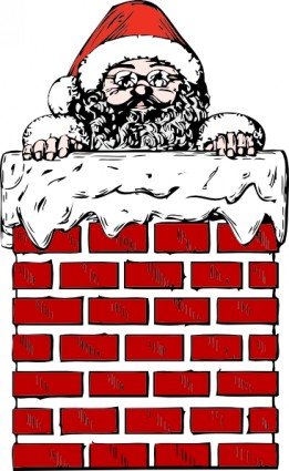 Santa w komin clipart