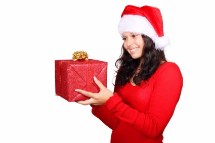 Santa melihat hadiah