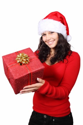 Santa mit Geschenk