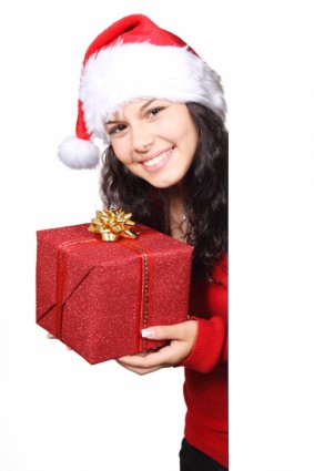 Santa mit Geschenk