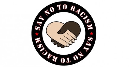 mengatakan tidak untuk rasisme vektor stiker