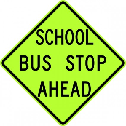 autobús escolar parada por delante de la señal fluorescente clip art