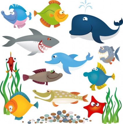 conjunto de vetores de animais marinhos