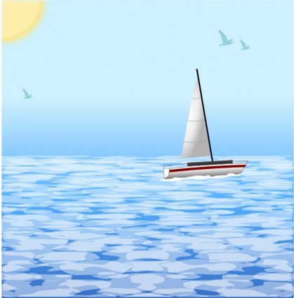 pemandangan laut dengan perahu clip art