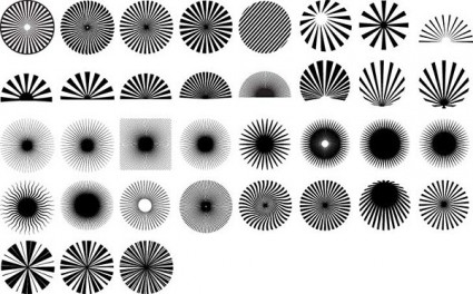 serie di elementi di design in bianco e nero vettoriale radiazioni