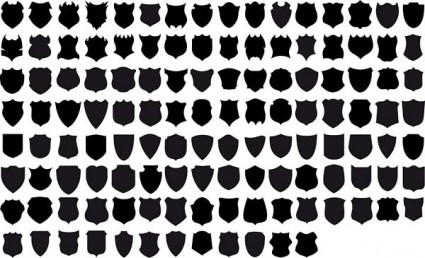 Series Of Black And White Design Elements Vector Shield
