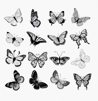 Set Of Butterflies Silhouettes Vector Illustration