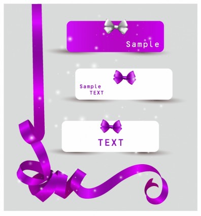 Set Of Card Notes With Beautiful Gift Bows And Ribbons