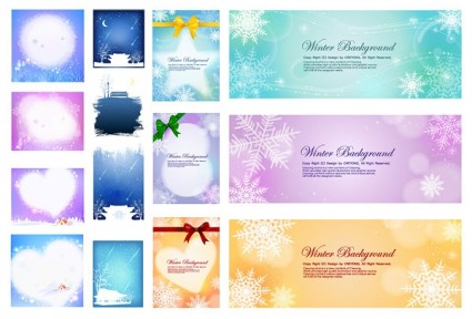 Several Beautiful Winter Background Vector