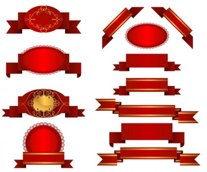 vector de varias banderolas de cinta roja