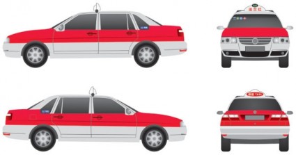 Шанхай Сантана Чжицзюнь Красный такси threeview живопись оригинальной версии с фланцем