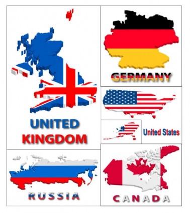 bayrak çeşitli ülkeler haritası şeklinde