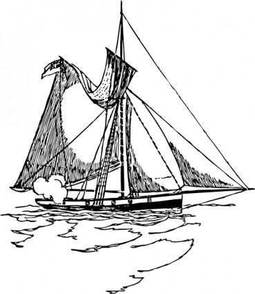 Ship With Torn Sail Clip Art