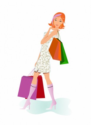 فتاة التسوق مع حقائب