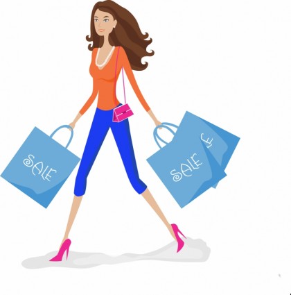 Shopping Mädchen mit Verkauf Taschen