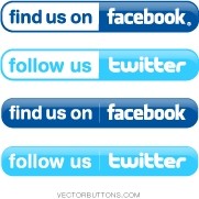 أزرار فيسبوك والتغريد بسيطة