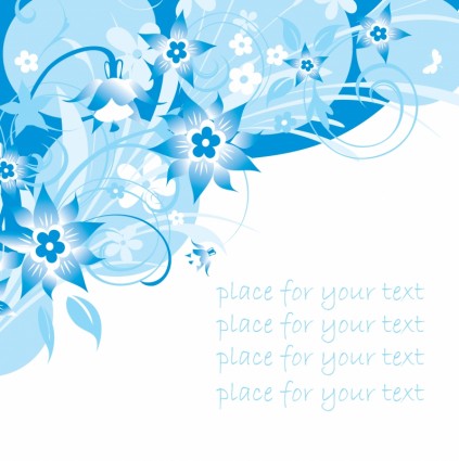 単純な手塗りの花と青い背景のベクトル