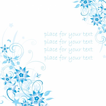 einfache handbemalt Blumen und blauen Text-Hintergrund-Muster-Vektor