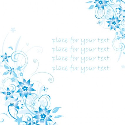 proste ręcznie malowane kwiaty i niebieski tekst tło wektor wzór