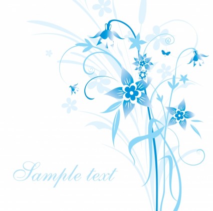 простой handpainted цветы и синий вектор