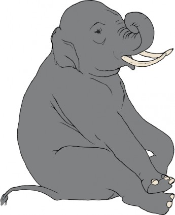 座っている象をクリップアートします。