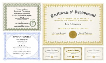Six Certificate Design Vector