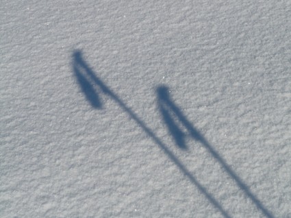 滑雪杖阴影图像