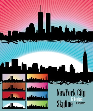 Skyline нас векторов города Нью-Йорка