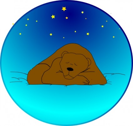 Sleeping Bear Under Stars Circle Clip Art