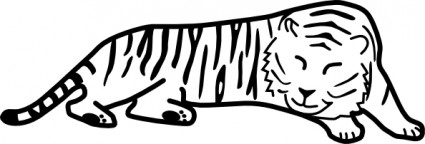 Tidur Harimau Garis Clip Art Vektor Gratis Gambar Cartun